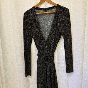 Ann Taylor Black and Tan Wrap Cocktail Dress